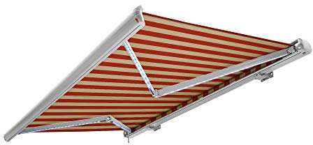 NEMAXX Kassettenmarkise elektrisch Vollkassettenmarkise mit LED, Markise beige-orange, Kassette weiß, Funk Fernbedienung, wasserdicht, 400x300 cm (4x3m)