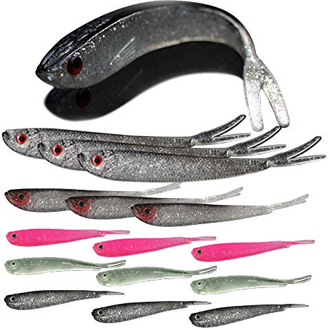 senvenelec 15Pcs künstliche köder, Künstlicher Regenwurm, Biomimetic Soft Silicone, Gabelschwanz, simulierter Angelköder, Grüne Umweltschutzmaterialien, Gute Dehnungsbeständigkeit.