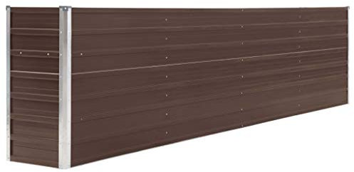 Festnight Hochbeet Metall Hochbeet Balkon Blumenkasten Balkon Garten-Hochbeet Pflanzkasten Balkon Kräuterbeet Pflanzkübel Groß Außen Hochbeet Verzinkter Stahl 240x80x77 cm Grau