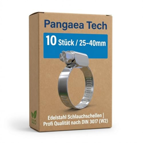 Pangaea Tech Edelstahl Schlauchschellen 25-40mm - 12mm Bandbreite - 10 Stück - Profi Qualität nach DIN 3017 (W2) für Pool, Teich und Garten