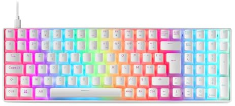 Mars Gaming MKMINIPRO, Clavier Mécanique Ultra-Compact 60%, Commutateurs Mécaniques Hot-Swap, Éclairage RGB Chroma, Clavier Gaming Antighosting, Multiplateforme, Switch Bleu Français, Blanc