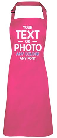 Shopagift Personalised Any Text Photo Image Printed Here Apron - Custom Create Your Own Painting Decorating DIY Cooking Chef Apron Kitchen Birthday Gifts with Custom Message