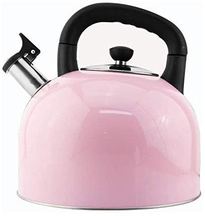 Pfeifkessel Teekanne für Herdplatte Teekessel Herdplatte Retro Stil Flötenkessel - Geeignet für alle Herd-/Herdarten, einschließlich Induktion (Farbe: Rosa, Größe: 4,0 l)