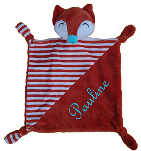 Wuff-Dogsworld Baby Kuscheltuch VIELE Modelle mit Namen Bestickt Geschenk Taufe Geburt Schmusetuch Schnuffeltuch Trösterchen Junge Mädchen (Fuchs)