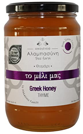 Alabasinis – Miel Grec au Thym 100% Naturel & Artisanal – 950g | Miel Pur de Crète au Goût Intense et Arôme Floral