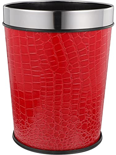 DOITOOL Poubelle chinoise rétro - Poubelle de bureau - Fournitures de maison - pratique pour chambre à coucher - Corbeille à papier rouge en plastique - Corbeille à papier vintage pour salle