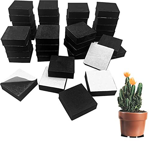 TSHAOUN 40 Stück Garden Unsichtbare Topffüße Für Alle Drinnen Draußen Blumentopf, Quadrat rutschfeste Blumentopf-Riser Mit Starken Selbstklebenden, Pflanzentopf-Füße Eva-Pads Und Möbelfüße