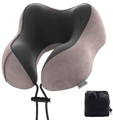 Senders Oreiller de voyage en mousse à mémoire de forme léger et rapide pour avion, train, voiture, coussin de soutien du cou pour voyage, camping (rose clair)