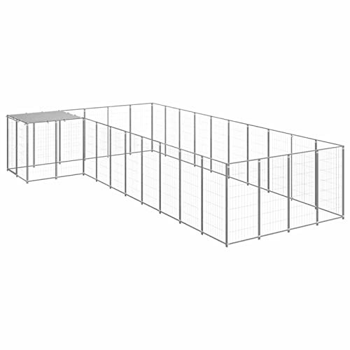 GuyAna Hundezwinger Silbern 13,31 m² Stahl Freilaufgehege Kaninchen Hunde Gitter Puppy Supplies