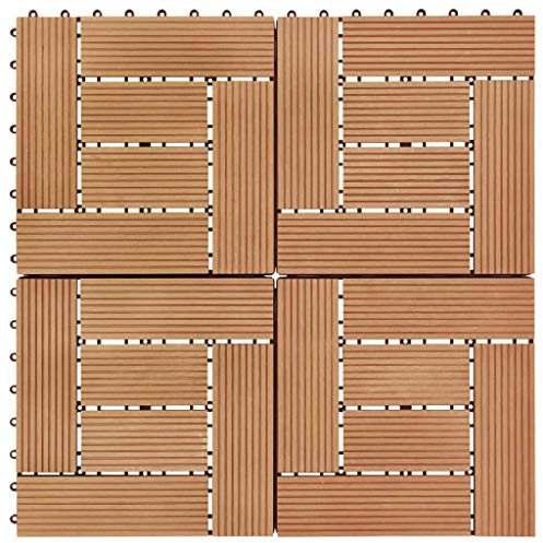GuyAna Carreau de terrasse 11 pcs WPC 30 x 30 cm 1 m² Couleur Teck,Caillebotis Exterieur,Dalle Terrasse Exterieur