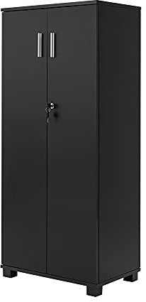 Panana 2 Door Office Wood Storage Cabinet, Tall Slim Cabinet With Lock Lockable Filing Cabinet for Home or Office Storage, with 2 Internal Shelves (Black-1)