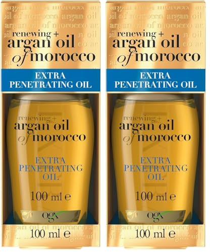 OGX Argan Oil of Morocco Extra Penetrating Haaröl 2 x 100 ml, feuchtigkeitsspendend und reparierend, für weiche und seidige Haare mit marokkanischem Arganöl
