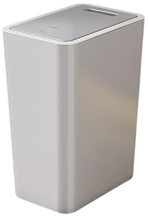 Folpus Papelera de Cocina con Tapa Tipo Prensa, Cubo de Basura para baño con Tapa, contenedor de Basura, Cubo de Basura Delgado, Oficina, Cuarto de Lavado, Gris 12L