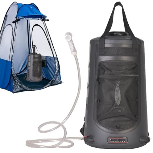 Qurygin Outdoor-Duschtasche, tragbare Campingduschen - 20L solarbeheizter Camping-Wasserbeutel - Auslaufsicher, Schultertrage- und Netztasche für Rucksackreisen, Wandern, Reisen, Strandschwimmen