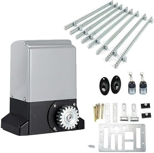 TESUGN Schiebetorantrieb Set 370W Automatischer Schiebetoröffner mit Fernbedienung Garagentoröffner Torantrieb Schiebetor Toröffner bis 600 kg, 12M/min Schiebetorantrieb Toröffner