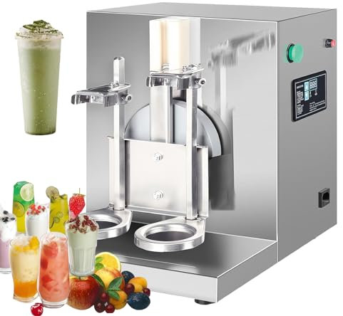 Máquina batidora de té con leche automática de doble cabezal. Máquina eléctrica para batir té con leche, para té Boba, jugo, café con 2 tazas de 750 ml