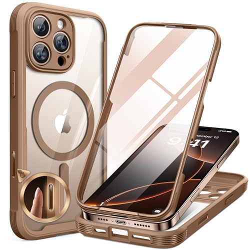 Miracase Magnetic Case for iPhone 16 Pro Max Case 6.9, [Built-in 9H Tempered Glass Screen Protector + Camera Control Capture Button] Full Body Bumper Case Compatible with MagSafe (Desert Titanium)