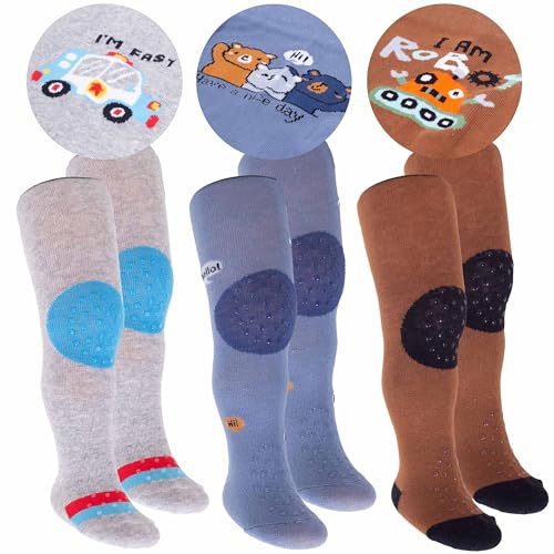 CiuchCiuch Krabbelstrumpfhosen 3er-Pack – DREI Stück – Dreifacher ABS – Rutschfestes Material – Für Kinder – Babys – Mädchen – Jungen - 75% Baumwolle, 22% Polyester, 3% Elasthan