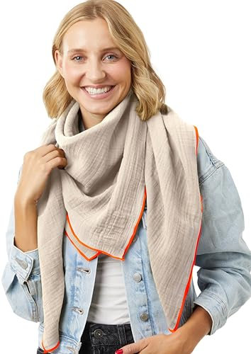 Salt & Sand Musselin Tuch Damen PREMIUM QUALITÄT/Schals & Tücher für Damen/Halstuch Damen/Musselin Schal Damen/Musselintuch Damen/Halstuch - ÖKO-TEX 100 - besonders hautfreundlich