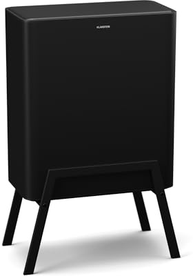 Klarstein Yuma Mülleimer - 30L Abfalleimer mit Geruchsfilter, Druckknopf, Herausnehmbarer Inneneimer, Stilvolle Füße, Schwarz - Mülleimer Küche