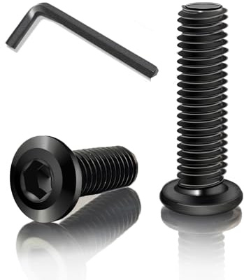 YFLeomry 40 Stk Flachkopfschrauben M8x25mm Innensechskant Edelstahl A2 V2A | M8 Schrauben Schwarz Vollgewinde, für Haushaltsgeräte, Industriemaschinen, mit Schraubenschlüssel