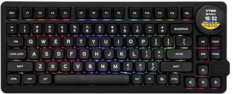 MechLands Feker K75 Lite Gasket Mechanical Keyboard mit Bildschirm und Knopf, Hot Swappable Creamy Keyboard, USB-C/BT5.0/2.4G Wireless Gaming Tastatur mit 5000mAh Akku, RGB für Win/Mac (Schwarz)