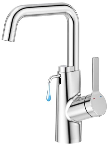Faustina Waschtischarmatur Bad für Waschbecken mit Seifenspender, Einhebelmischer Waschtisch Armatur Wasserhahn Bad Waschbeckenarmatur Badarmatur, Edstahl polierter Chrom