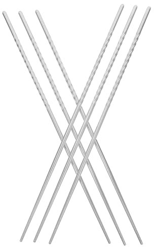 SOLUSTRE 3paia Bacchette Da Cucina in Acciaio Inox Riutilizzabili e Lavabili in Lavastoviglie Set Di Bacchette Da Tavola in Metallo Utensili Per Cucinare e Preparare Noodles