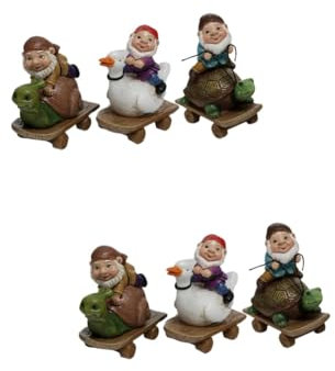 UKCOCO 6pièces Mini Gnomes Résine Décoratifs pour Jardin Statues De avec Skateboard pour Décoration De Balcon Et -