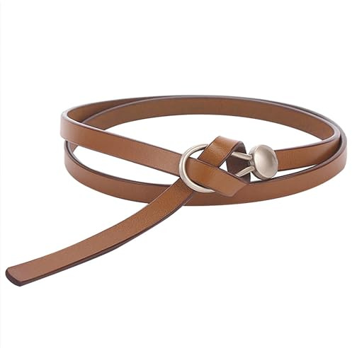 Pandalein Schmaler Taillengürtel für Damen Skinny Belt Frauen Ledergürtel Retro Kleidergürtel Mode Leder Hüftgürtel Verstellbarer Dünner Gürtel für Kleider Jeans Mantel