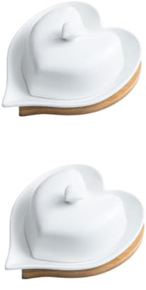 Alipis 2 Ensembles ensemble sucrier pot à lait décor beurre mignon en forme de couverts de table plats en céramique beurrier unique beurrier en céramique petit en bois
