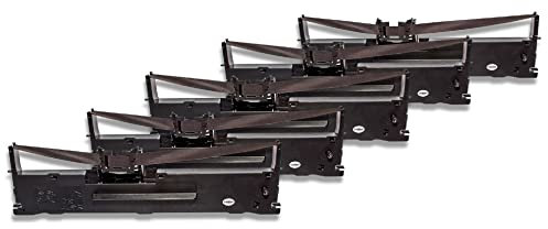 vhbw 5x Farbband Schriftband Ersatz für Epson C13S015307 für Nadeldrucker, Bondrucker - Schwarz