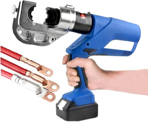 OZBME Pinza crimpatrice idraulica Ricaricabile con Testa Girevole a 360° per terminazioni di Cavi sicure, Ideale per capicorda in Rame e Alluminio da 16-400 mm² (Stile Normale)