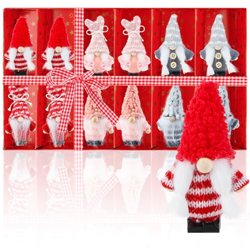 12-teiliges Set Wichtel-Anhänger für Weihnachten Hochwertige Weihnachtsbaum-Anhänger als charmante Wichtel-Weihnachtsdeko Perfekt als Christbaumschmuck Geschenkanhänger oder skandinavische Deko-Trolle