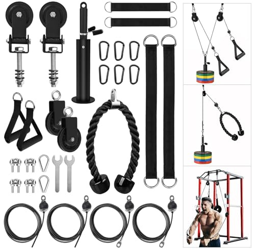 LAT Pulldown Pulley System for Home Gym Cable Machine Pulley Attachment Set Power Cage Weight Lifting Workout Kit