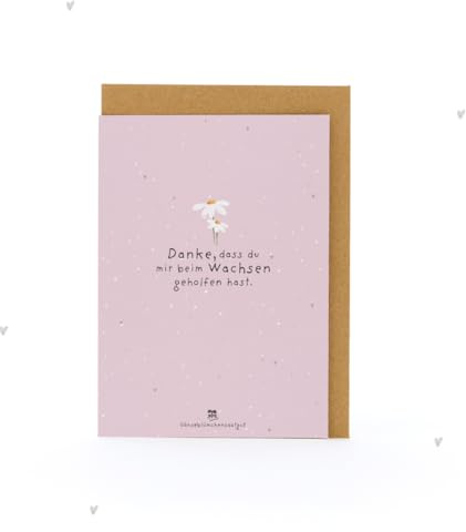 Grußkarte „Danke, dass du mir beim Wachsen geholfen hast“ – Wachsende Dankeskarte aus Saatpapier mit Gänseblümchen-Saatgut | Persönliches Dankeschön für Lehrer, Erzieher, Tagesmutter, Trainer, Eltern