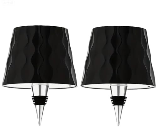 Generico Lampada Bottiglia, 2 Pezzi Lampade da Tavolo Lampada per Bottiglia senza fil Ricaricabile con Controllo Tattile, 3 Colori Dimmerabili per Casa, Bar e Ristoranti (Nero)