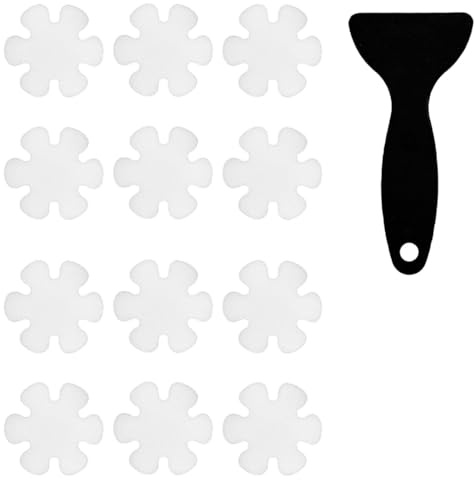 Non Slip Shower Stickers 12 Pcs, Anti Slip Flower Shape Bath Stickers Transparent Self-Adhesive Bathtub Stickers with Scraper Clear Anti Skid Tape for Floor Stairs Bath Shower Sliding Surfaces