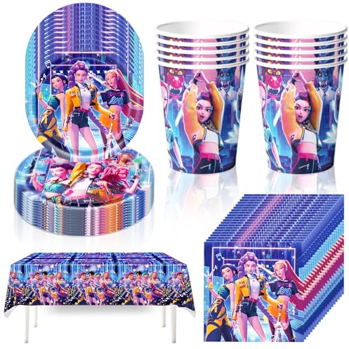 Gsnoniwi 51-teiliges Partygeschirr-Set in klassischem Design | inkl. Tischtuch, 10x 9-Pappteller, 10x 7-Pappteller, 20x Servietten und 10x Becher – perfekt für bis zu 10 Gäste