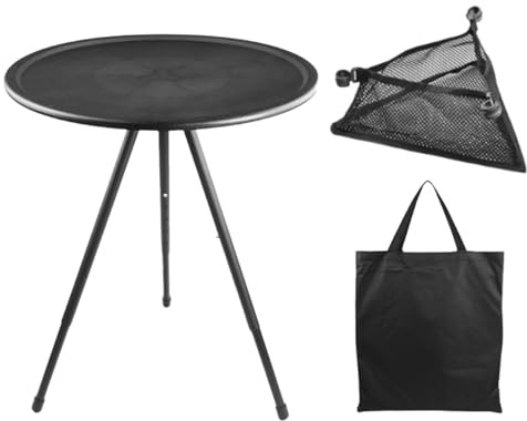 Table d'extérieur pliante – Petite table pliante ronde de camping pour patio | Bureau rond pliable, avec sac triangulaire et sac de rangement, hauteur réglable pour cuisiner barbecue pique-nique