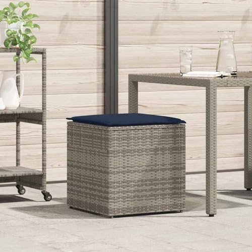 Ordellia Caja de cojín con almacenamiento gris de polirratán, 50 x 50 x 50 cm, resistente a la intemperie, para jardín, terraza, balcón, espacio para cojines y accesorios de exterior