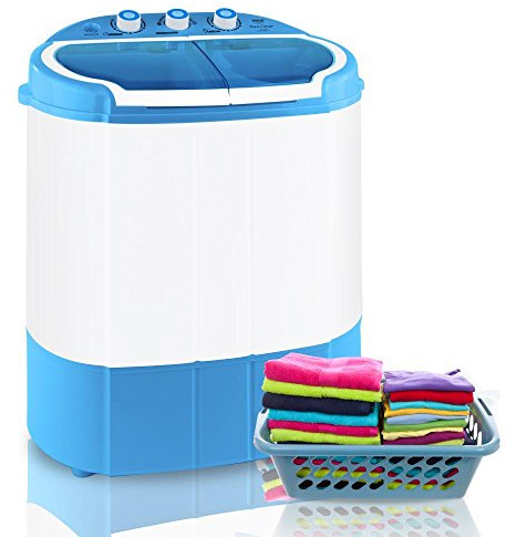 Pyle Upgraded Version Pyle Portable Washer & Spin Dryer, Mini Washing Machine, Twin Tubs, Spin Cycle w/Hose, 11lbs. Capacity, 110V - Ideal For Compact Laundry