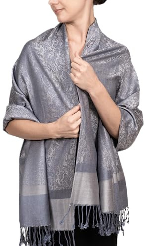 Achillea Pashmina damhalsduk, Oxfordgrå, 72L x 28W