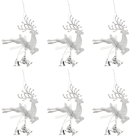 NUOBESTY 6 stücke Weihnachten hängen Rentiere weihnachtsglocke Ornamente hängen weihnachtsbaumschmuck Ornamente für DIY Handwerk Silber