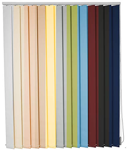 Lamellenvorhang auf Maß Vertikaljalousie viele Größen und Farben Stoff blickdicht lichtdurchlässig Tür Fenster Lamellen Rollo Schiebegardine (Breite 140,1 - 160 cm x Höhe 140,1 - 160 cm, Hellgrau)