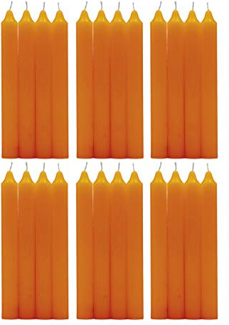 H Hansel Home - Leuchterkerzen 24 Stück, Kronkerzen Durchmesser 1.8 cm, Länge 17.5 cm, orange Farbe