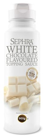 Sephra - Salsa da dessert al cioccolato bianco, 900 g, comoda bottiglia da spremere, sciroppi per gelati, cialde, pancake, crepe, frullati, frullati, frappes o immersione (cioccolato bianco)