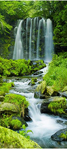 wandmotiv24 Türtapete Wasserfall im Dschungel, Wald, Wasser 80 x 200cm (B x H) - Dekorfolie selbstklebend Sticker für Türen, Türfolie, Aufkleber, M1122