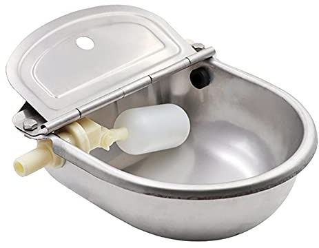 Automatic Cow Drinking Water Bowl, Stainless Steel Feeder Trough Dispenser Waterer for Pet Dog Horse Cattle Goat Sheep, with Float Ball Valves