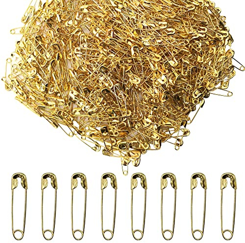Ruidee 500 Stück Mini Sicherheitsnadeln Kleines Kleidungszubehör für Borten und Verschlüsse (Gold)